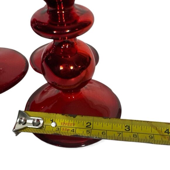 Vintage Handblown Red Mercury Glass Tree Topper Set Of 3 Tabletop RARE FIND - Picture 9 of 11